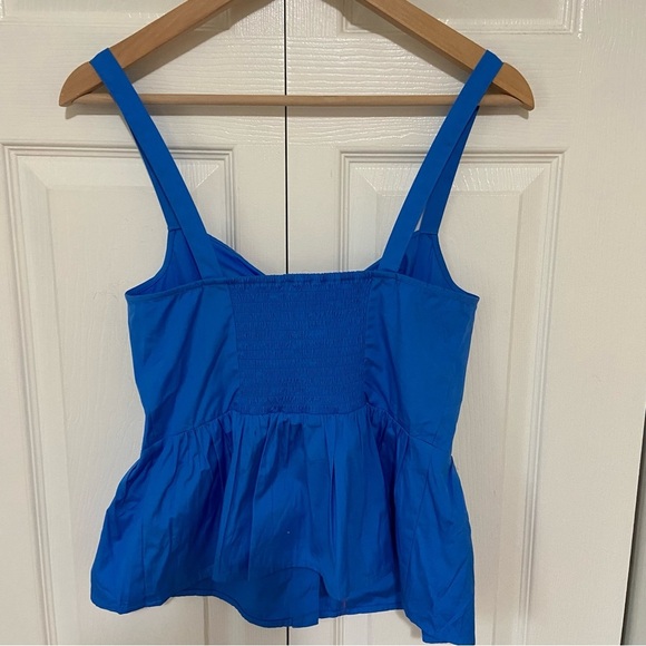J.Crew NWT Tie Front Peplum 100% Cotton Blue Blouse Top Size Small - Picture 8 of 8